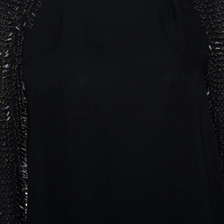 Pre Owned 3.1 Phillip Lim Black Silk Crepe Static Beaded Sleeve Top XS
