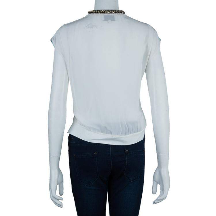 مملوكة مسبقًا 3.1 Phillip Lim Printed Chain Detail Crop Top XS