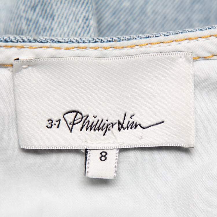 Pre Owned 3.1 Phillip Lim Blue Light Wash Denim Asymmetric Button Front Sleeveless Mini Dress M