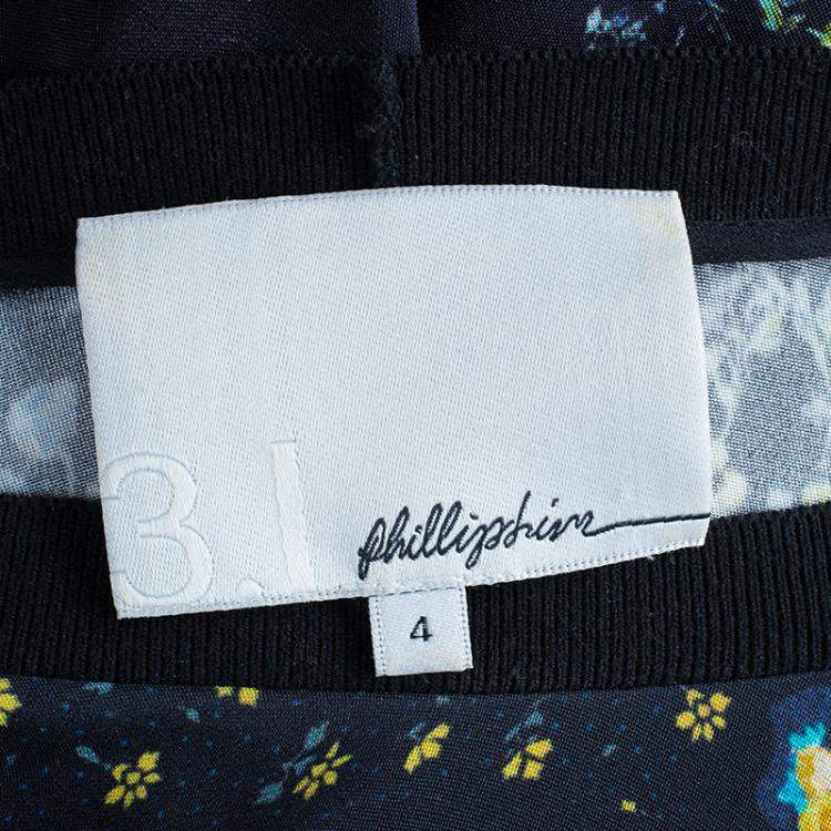 Pre Owned 3.1 Phillip Lim Black Floral Print Silk Dress S