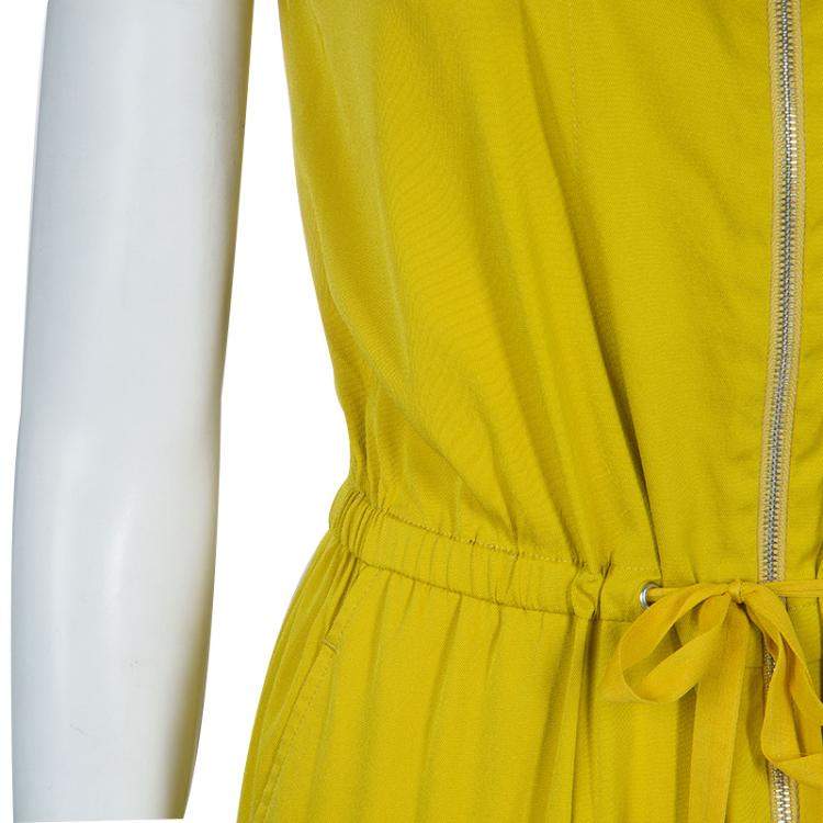مملوكة مسبقًا 3.1 Phillip Lim Mustard Yellow Silk Zip Detail Sleeveless Jumpsuit XS