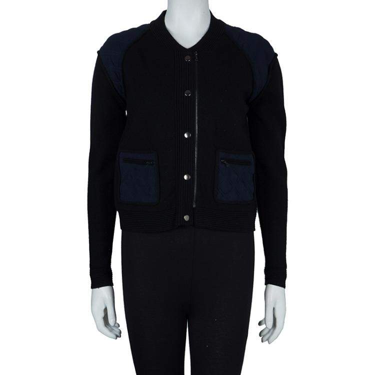 Pre Owned 3.1 Phillip Lim Black Contrast Quilting Detail Zip Front Jacket XS