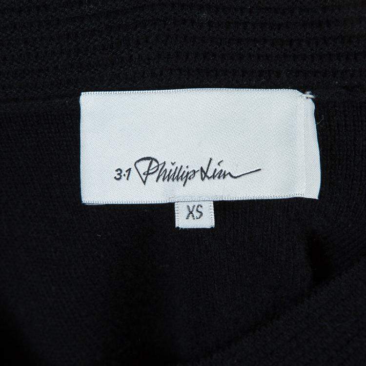 Pre Owned 3.1 Phillip Lim Black Contrast Quilting Detail Zip Front Jacket XS