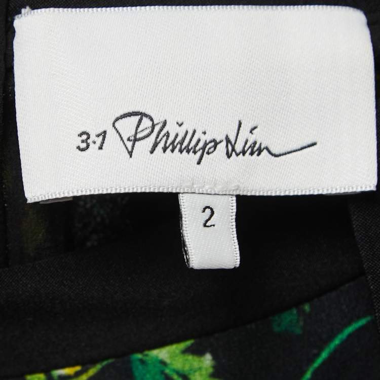 Pre Owned 3.1 Phillip Lim Black Floral Printed Crepe Cold-Shoulder Mini Dress S