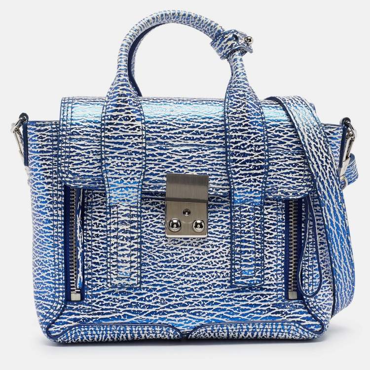 Pre Owned 3.1 Phillip Lim Blue/White Leather Mini Pashli Satchel