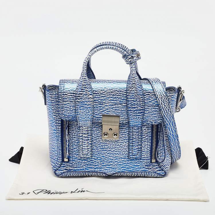 Pre Owned 3.1 Phillip Lim Blue/White Leather Mini Pashli Satchel