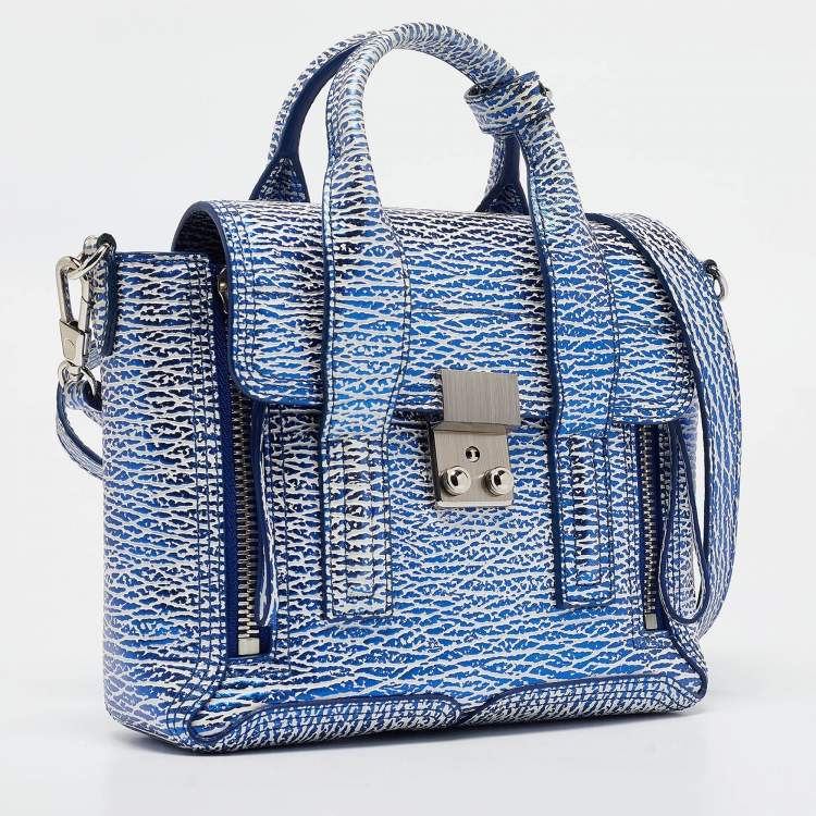 Pre Owned 3.1 Phillip Lim Blue/White Leather Mini Pashli Satchel