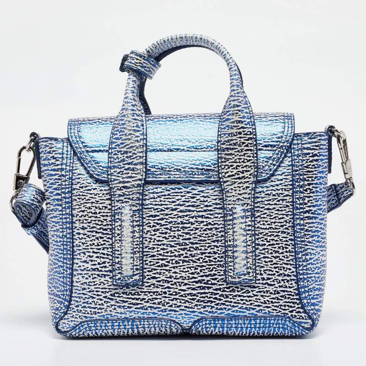 Pre Owned 3.1 Phillip Lim Blue/White Leather Mini Pashli Satchel