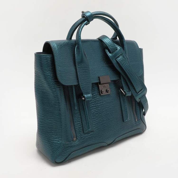 Pre Owned 3.1 Phillip Lim Metallic Blue Leather Pashli Satchel