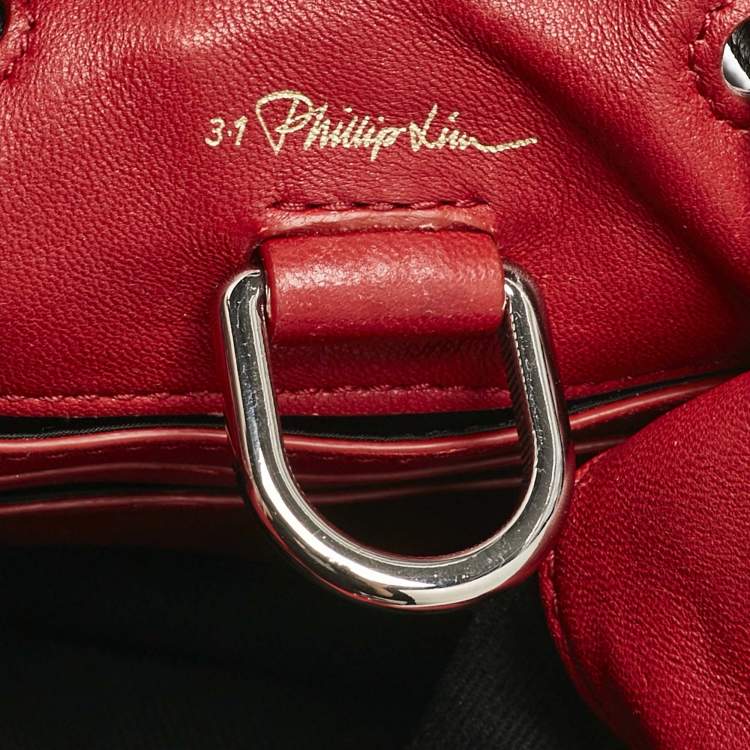 Pre Owned 3.1 Phillip Lim Red/Black Leather Mini Ray Glove Pouch