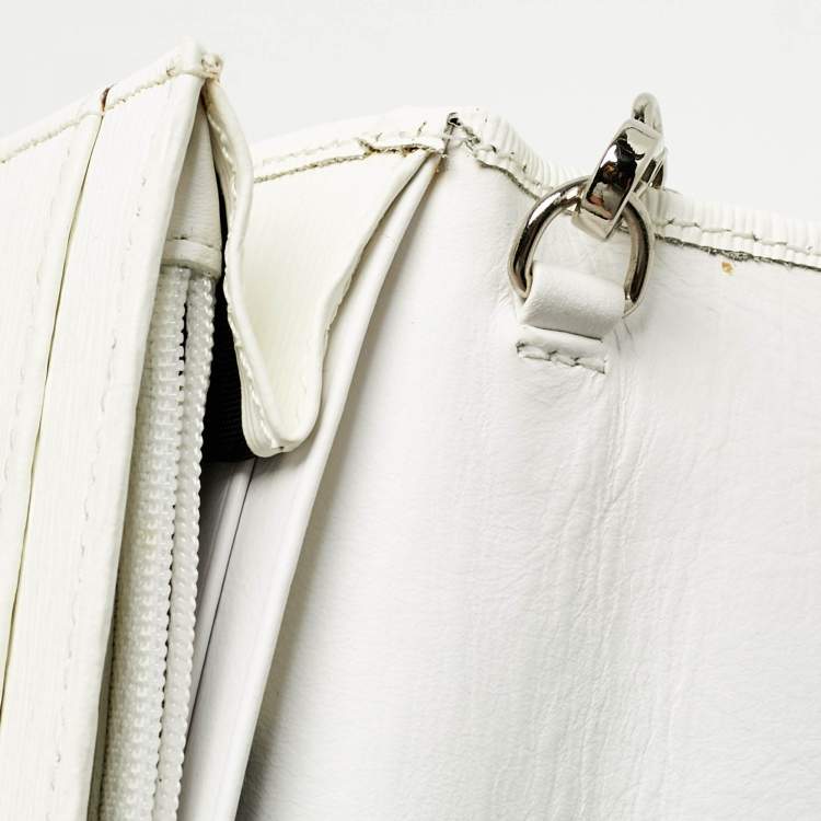 Pre Owned 3.1 Phillip Lim White Leather Logo Plaque Wallet on Chain