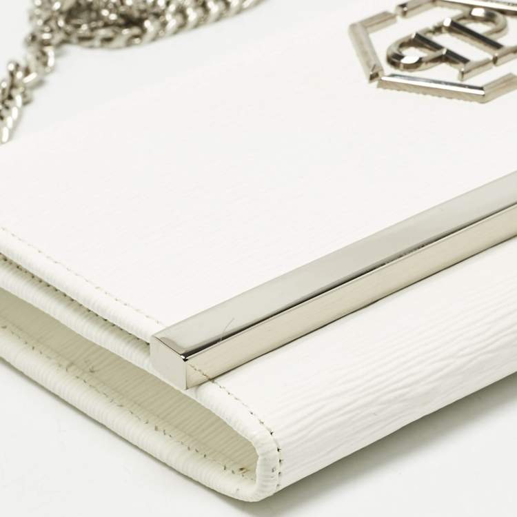 Pre Owned 3.1 Phillip Lim White Leather Logo Plaque Wallet on Chain