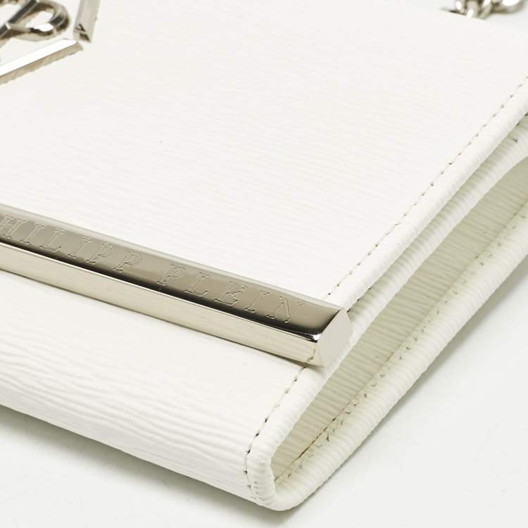Pre Owned 3.1 Phillip Lim White Leather Logo Plaque Wallet on Chain