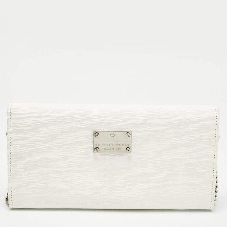 Pre Owned 3.1 Phillip Lim White Leather Logo Plaque Wallet on Chain