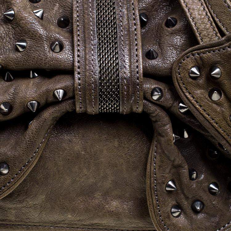 Pre Owned 3.1 Phillip Lim Khaki Leather Bow Studded Edie Shoulder Bag