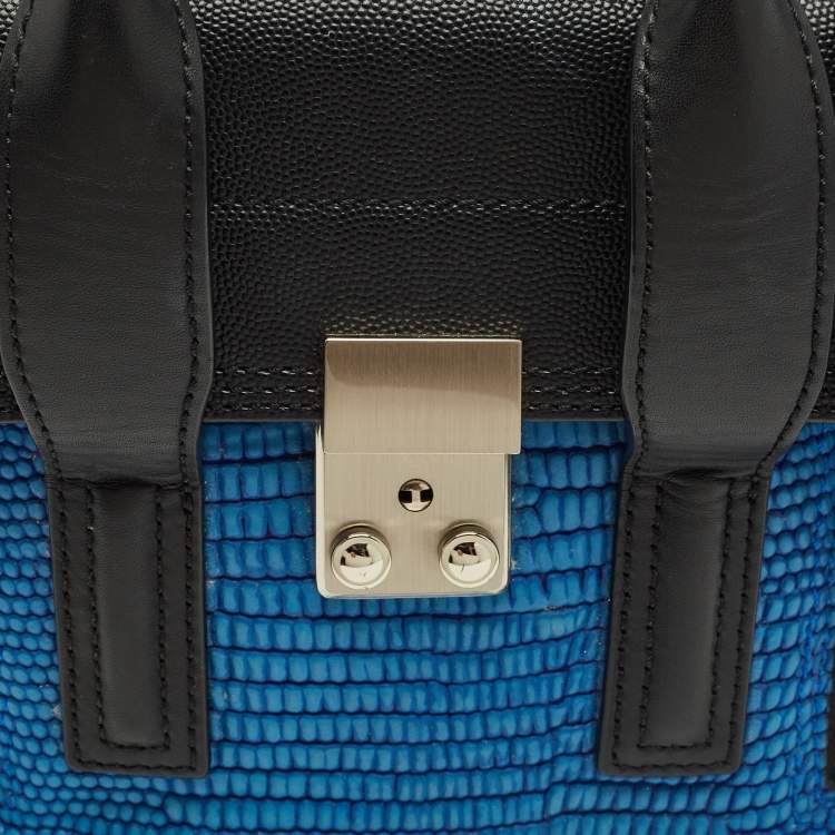 Pre Owned 3.1 Phillip Lim Black/Blue Textured Leather Mini Pashli Satchel