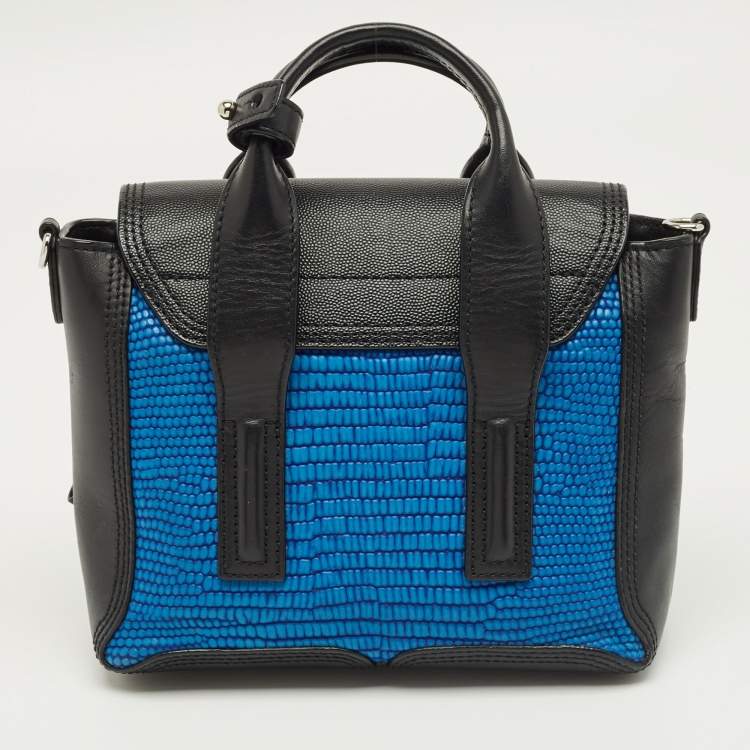 Pre Owned 3.1 Phillip Lim Black/Blue Textured Leather Mini Pashli Satchel
