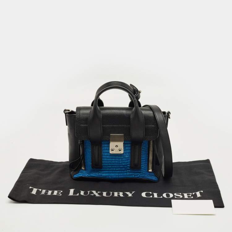 Pre Owned 3.1 Phillip Lim Black/Blue Textured Leather Mini Pashli Satchel
