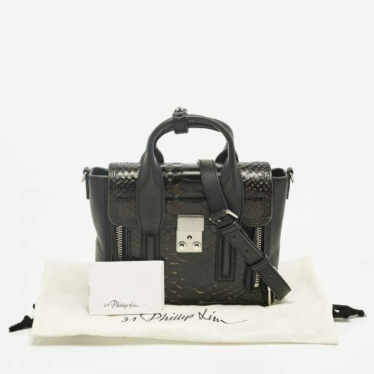 Pre Owned 3.1 Phillip Lim Black Python Embossed and Leather Mini Pashli Satchel