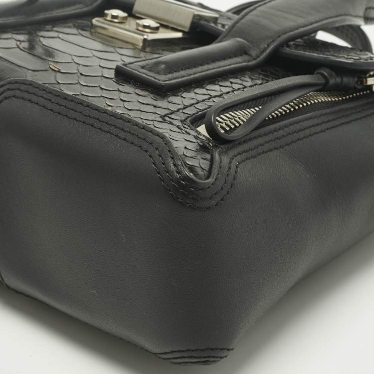 Pre Owned 3.1 Phillip Lim Black Python Embossed and Leather Mini Pashli Satchel