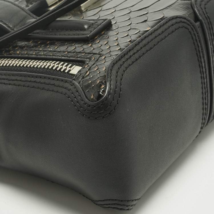 Pre Owned 3.1 Phillip Lim Black Python Embossed and Leather Mini Pashli Satchel