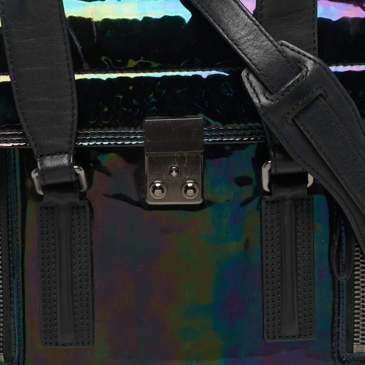 Pre Owned 3.1 Phillip Lim Pashli Black/Holographic Patent Leather and Leather Satchel