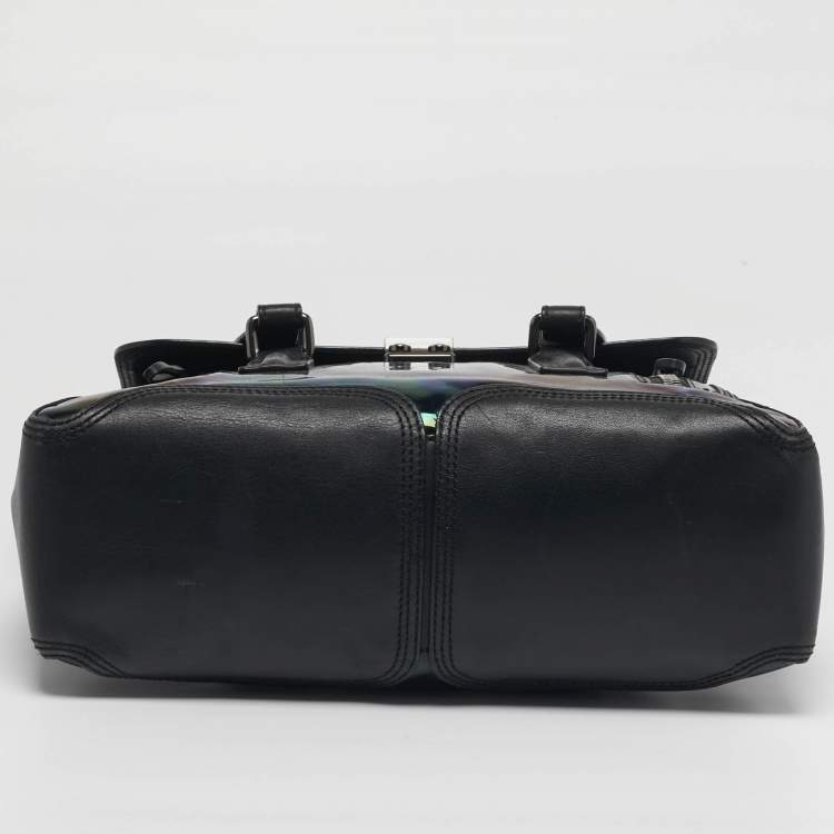 Pre Owned 3.1 Phillip Lim Pashli Black/Holographic Patent Leather and Leather Satchel