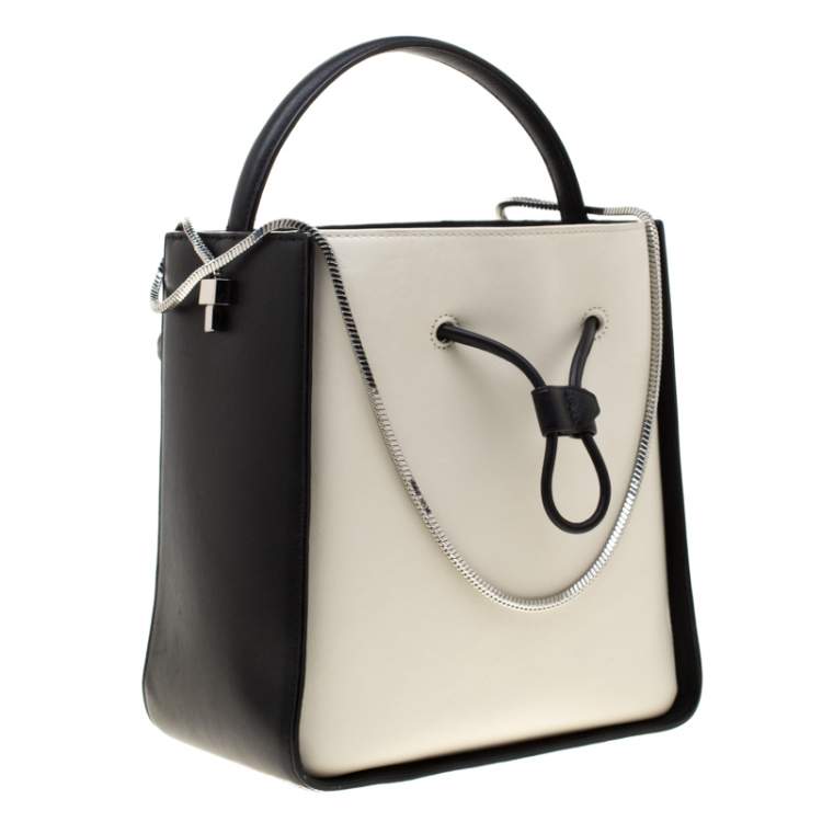 Pre Owned 3.1 Phillip Lim Black/White Leather Small Soleil Bucket Bag  