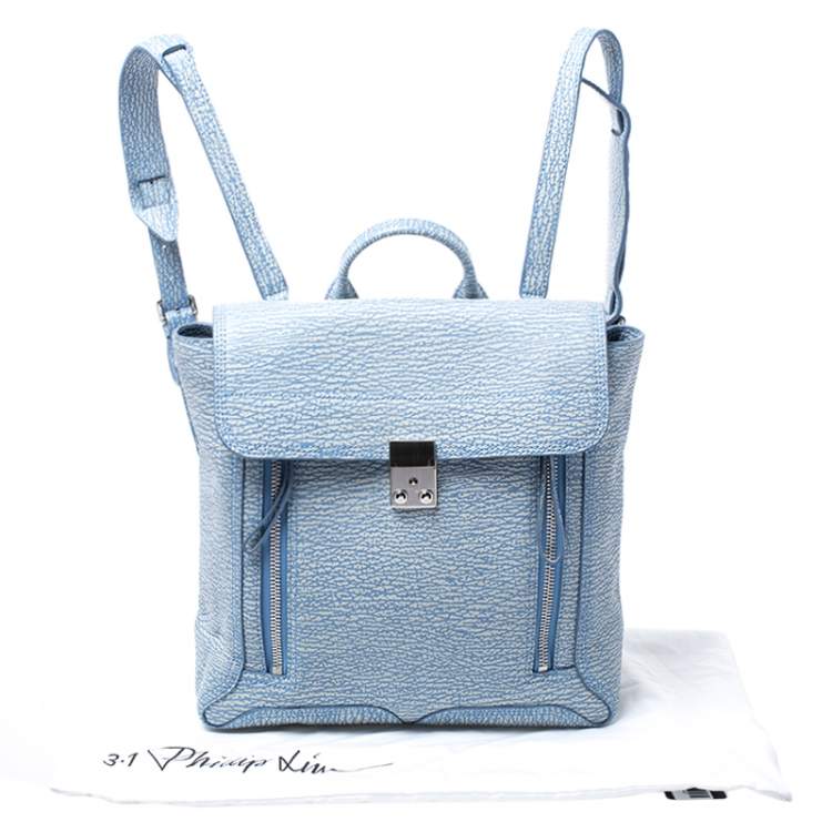 Pre Owned 3.1 Phillip Lim Blue Periwinkle Cream Leather Pashli  Backpack