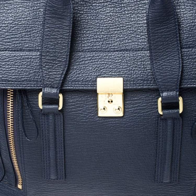Pre Owned 3.1 Phillip Lim Navy Blue Leather Large Pashli Satchel