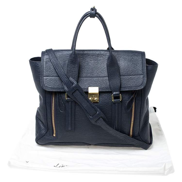 Pre Owned 3.1 Phillip Lim Navy Blue Leather Large Pashli Satchel