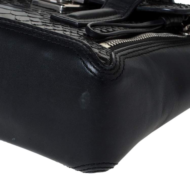 Pre Owned 3.1 Phillip Lim Black Leather and Python Mini Pashli Satchel