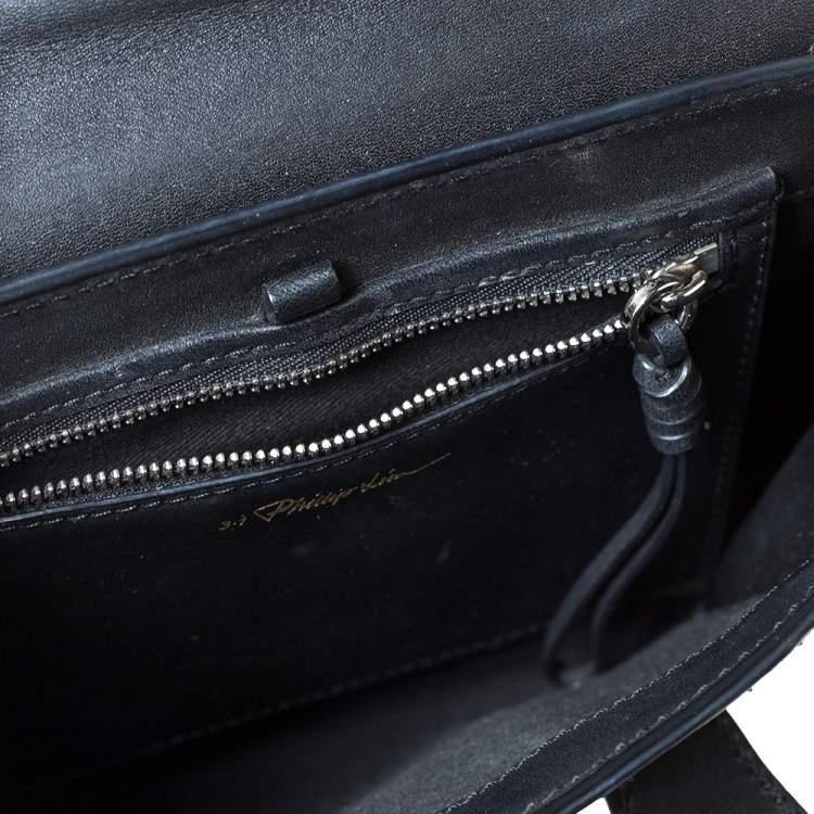 Pre Owned 3.1 Phillip Lim Black Leather and Python Mini Pashli Satchel