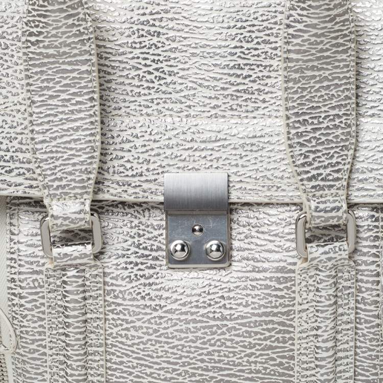 Pre Owned 3.1 Phillip Lim Antique Metallic Silver Leather Medium Pashli Satchel