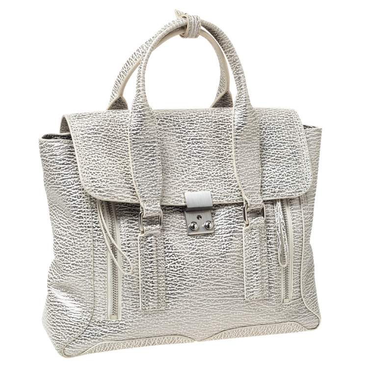 Pre Owned 3.1 Phillip Lim Antique Metallic Silver Leather Medium Pashli Satchel