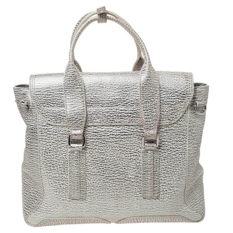 Pre Owned 3.1 Phillip Lim Antique Metallic Silver Leather Medium Pashli Satchel