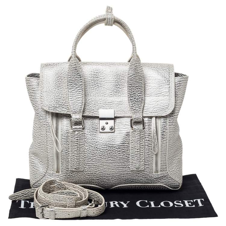 Pre Owned 3.1 Phillip Lim Antique Metallic Silver Leather Medium Pashli Satchel