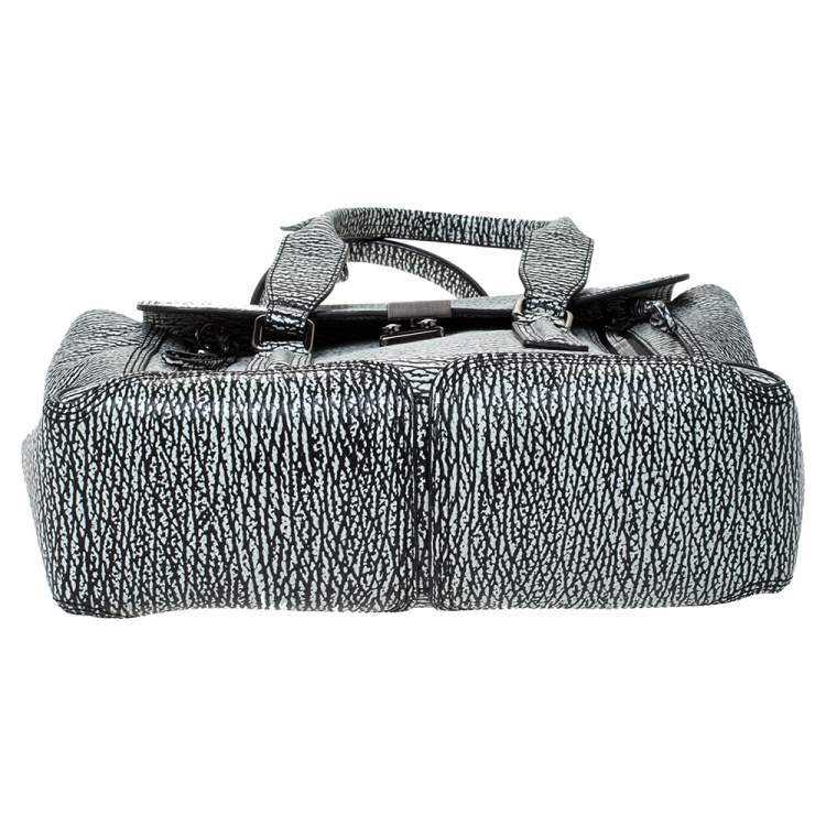 Pre Owned 3.1 Phillip Lim Black/White Shark Embossed Leather Medium Pashli Satchel