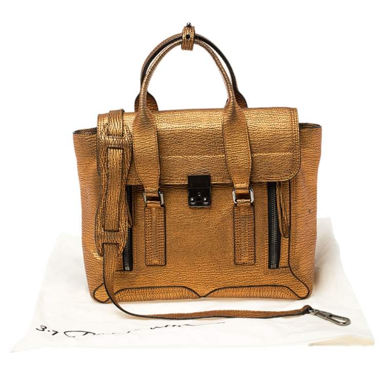 Pre Owned 3.1 Phillip Lim Metalic Bronze Grained Leather Medium Pashli Satchel