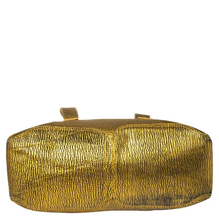 Pre Owned 3.1 Phillip Lim Gold/Black Leather Large Pashli Satchel