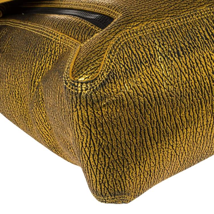 Pre Owned 3.1 Phillip Lim Gold/Black Leather Large Pashli Satchel