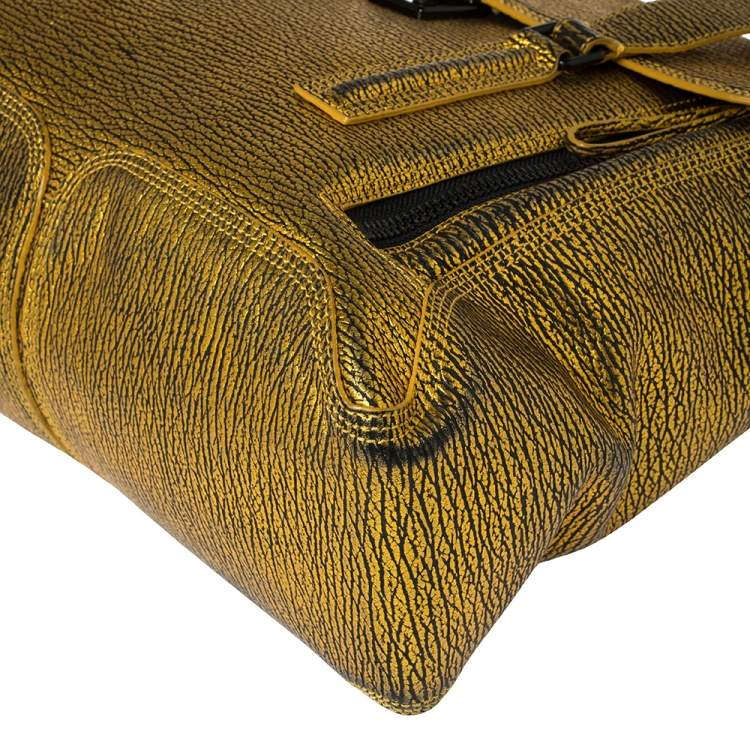 Pre Owned 3.1 Phillip Lim Gold/Black Leather Large Pashli Satchel