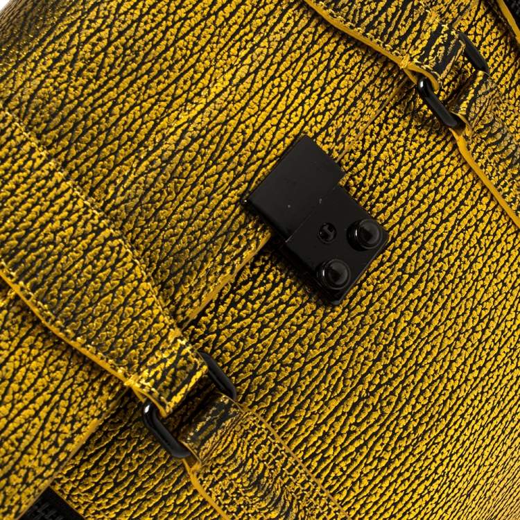 Pre Owned 3.1 Phillip Lim Gold/Black Leather Large Pashli Satchel