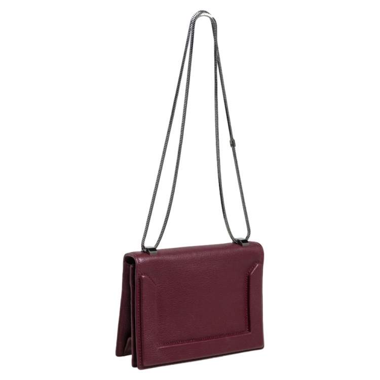 Pre Owned 3.1 Phillip Lim Maroon Leather Soleil Mini Chain Shoulder Bag