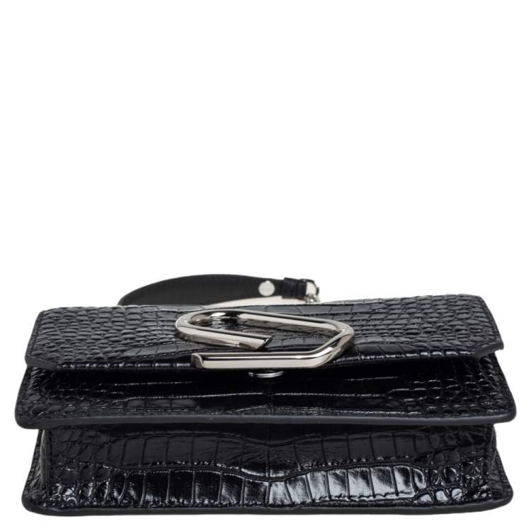 Pre Owned 3.1 Phillip Lim Black Croc Embossed Alix Crossbody Bag