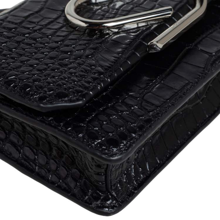 Pre Owned 3.1 Phillip Lim Black Croc Embossed Alix Crossbody Bag
