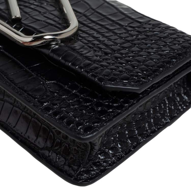 Pre Owned 3.1 Phillip Lim Black Croc Embossed Alix Crossbody Bag