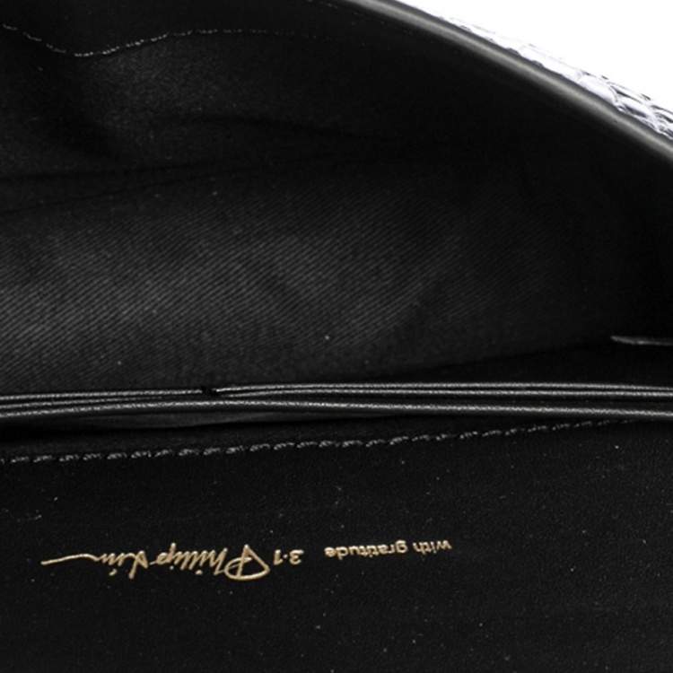 Pre Owned 3.1 Phillip Lim Black Croc Embossed Alix Crossbody Bag