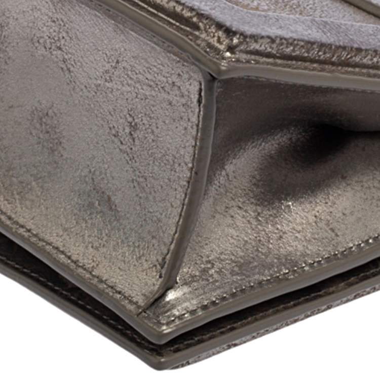 Pre Owned 3.1 Phillip Lim Metallic Silver Leather Mini Soleil Chain Shoulder Bag
