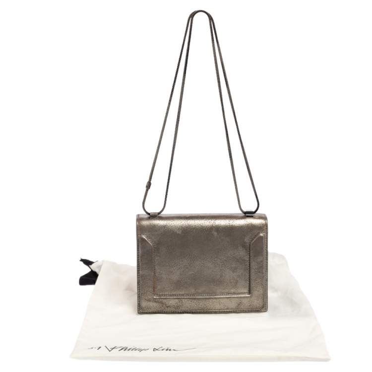 Pre Owned 3.1 Phillip Lim Metallic Silver Leather Mini Soleil Chain Shoulder Bag